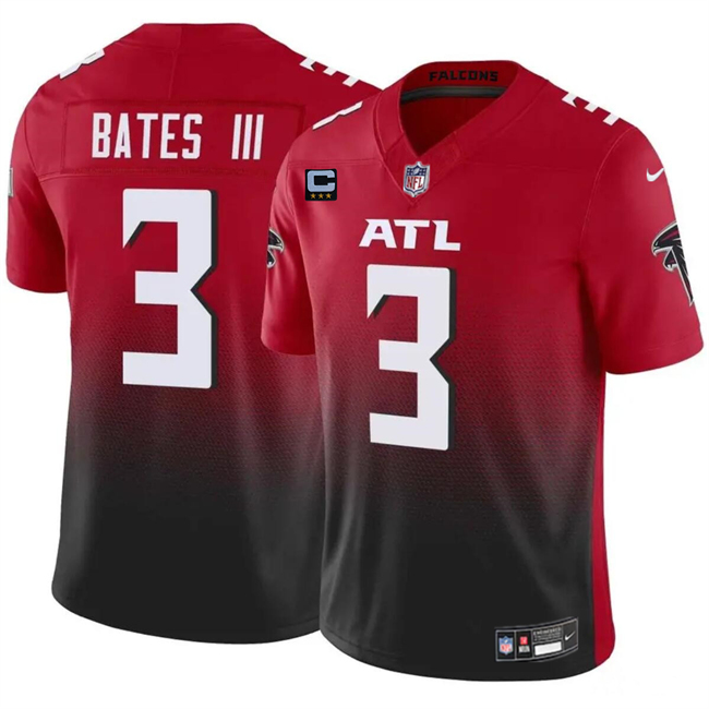 Men's Atlanta Falcons #3 Jessie Bates III Red/Black 2024 F.U.S.E With 3-Star C Patch Vapor Untouchable Limited Football Stitched Jersey